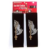 Prayer Hands Cross Pair Shoulder Seat Belt Pad Crystals Studded Rhinestone Car Truck SUV