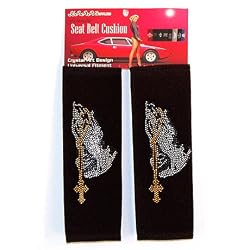 - 	 Prayer Hands Cross Pair Shoulder Seat Belt Pad Crystals Studded Rhinestone Car Truck SUV