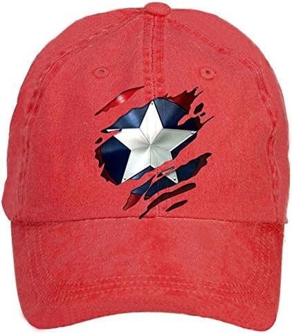 Adjustable Captain America Logo Men's Personalized Baseball Caps-Washed 100% Cotton Red by Xindgk