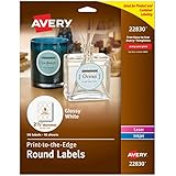 Avery Print - To - The - Edge Round Labels, Glossy White, 2.5-Inch Diameter, 90 Labels (22830)