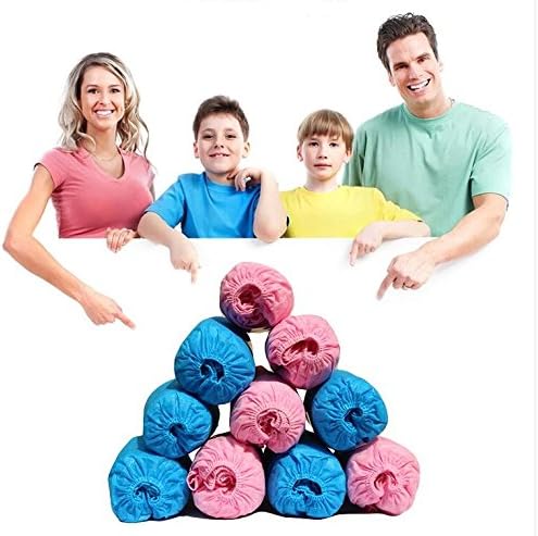 Pack of 100 Pcs Pink and Blue Mix Non-woven Disposable Medical Disposable Non-skid Shoe Covers - Great for Industrial &amp; Home Use