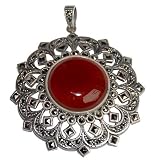 51FPySLUkFL. SL160  Fashion Pendant with Chain Silver Carnelian Gemstone Jewelry 2.5 inches
