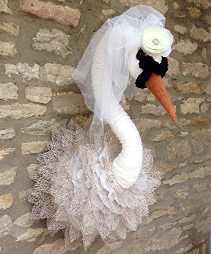 Handmade faux taxidermy Ivory white Swan Bride wedding gift wall mounted wedding decoration bridal shower for the Bride and Groom