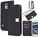 Galaxy S5 case,By Ailun,Wallet Case,PU Leather Case,Credit Card Holder,Flip Cover Skin[Black],with Screen protector with Styli Pen