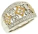Ladies Wide Domed Pave Diamond Band with Filigree, Milgrain and Bezel Accents Diamond .37cttw G/h I1