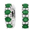 10K White Gold 1/4 ct. Diamond with Alternating 1 3/8 ct. Emerald Huggie Earrings