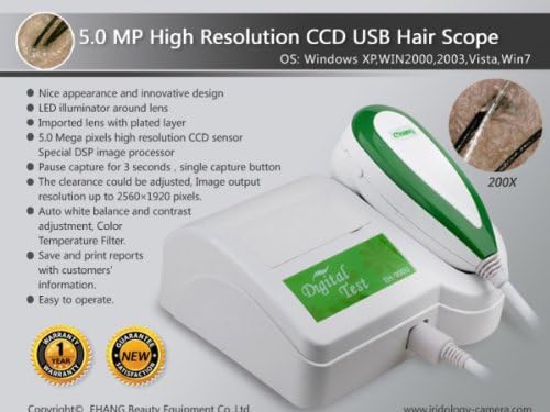 New 3D 5.0 Mp High Resolution USB Out Skin & Hair Scope Analysis/Analyzer Skin & Hair Health Analysis System Examing Maching Equipment Skin&hair Health Tester - With 50x Skin Lens and 200x Hair Lens - GH09001
