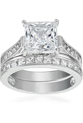 Sterling Silver Platinum-Plated Swarovski Zirconia Ring