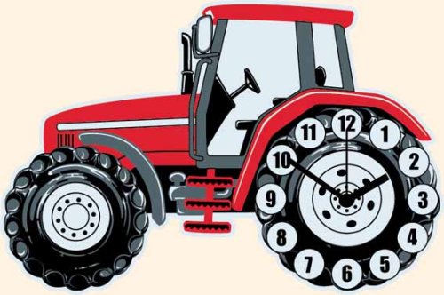 Childrens Toyshop  Toys : Tractor Clock Red