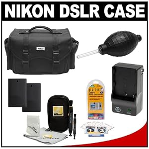Nikon 5874 Digital SLR Camera Case - Gadget Bag with (2) EN-EL9 Batteries + Charger + Accessory Kit for D5000, D3000, D60, D40x & D40