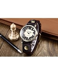 Youyoupifa Lady Raised a Substantial Digital Alloys Dial Stylish Quartz Analog Watch with Brown Leather Strap