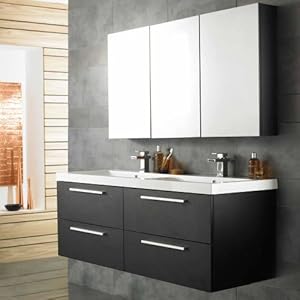 Ensemble Meubles Salle de Bain Design Moderne Bois Noir Meuble