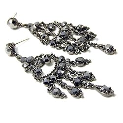 Hematite Crystal Chandelier Dangle Earrings Fashion Jewelry