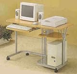 Beech & Silver Computer Work Station With Casters