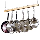 Cooks Standard Ceiling Mount Wooden Pot Rack, Single Bar
