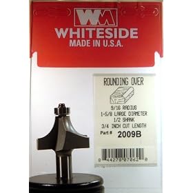 PART 2009B CARBIDE-TIP 2 FLUTE ROUND-OVER (CORNER ROUND) BIT W  BB GUIDE 9 16 RADIUS X 1-5... by Whiteside