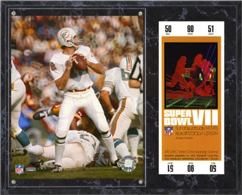 Bob Griese Sublimated 12x15 Plaque | Details: Miami Dolphins, Super Bowl VII, with Replica ticket