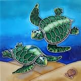 8x 8 Art Tile - Green Sea Turtles