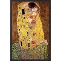 Gustav Klimt Poster und Holz-Rahmen - Der Kuss - Il bacio (z) (91 x 61cm)