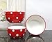 Set of 3 POLKA DOTS Red Ceramic Mixing Bowls, 82169 By ACK (Red)