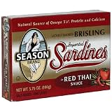 Seasons Brst Sardines, Red Thai, 3.75-Ounces (Pack of 12)