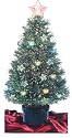 BEAUTIFUL CHRISTMAS TREE OF 32" IN GREEN FIBRE OPTIC WITH STARS AND BAUBLES