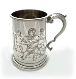 Review Made in Sheffield UK arw451/PID-1452 / Pewter Tankard with rugby scene - 1 pint