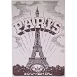 Cavallini Paris Eiffel Tower Pink Decoupage Wrap Gift Paper, Poster