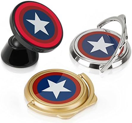 HongTaiL® Phone Holder Captain Shield Car Phone Holder 360 ° Rotation, Super Suction Support All Tablet Phone (Black / Red and gold shield)