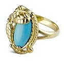 14k Gold & Turquoise Ring with Leaf Motif