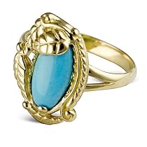14k Gold & Turquoise Ring with Leaf Motif&nbsp;
