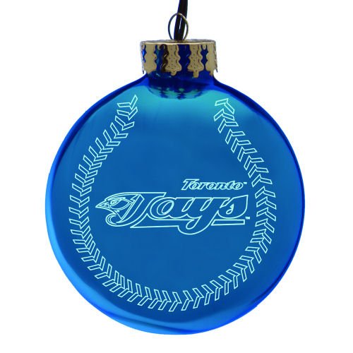 Pack of 2 MLB Toronto Blue Jays Glass Ball Christmas Ornaments 4