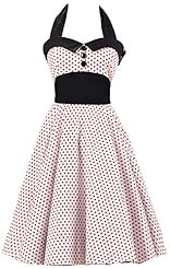Cotton Halter Cocktail Polka Dot Print Bridesmaid Dress/Party Dress 