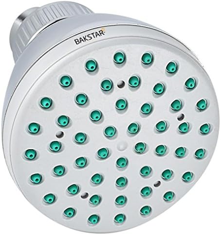 Bakstar (TM) 4" Round Standard Stainless Steel Shower Head White - Classic Design - Durable Construction-