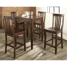Crosley Furniture 5 Piece Pub Dining Set with Tapered Leg and School House Stools in... by Crosley Furniture