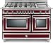 Bertazzoni : Heritage H486GGGVVI 48in Traditional-Style Gas Range with 6 Sealed Burners - Burgundy
