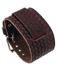 Nemesis #BD-BB Wide Dark Brown Braided Leather Cuff Wrist Watch Band
