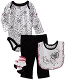 Vitamins Baby Baby-Girls Butterfly Flirt 4-Piece Creeper Pant Set, Black, 9 Months