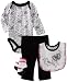 Vitamins Baby Baby-Girls Butterfly Flirt 4-Piece Creeper Pant Set, Black, 9 Months