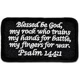 Tactical Combat Badge Morale Velcro Patch / Velcro Military Patches Designed by BASTION - PSALM 144:1 Black and White