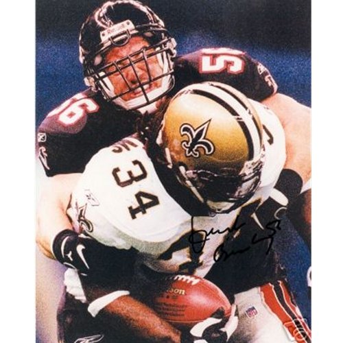 Keith Brooking Autographed Atlanta Falcons (Black Jersey vs Saints) 8x10 Photo