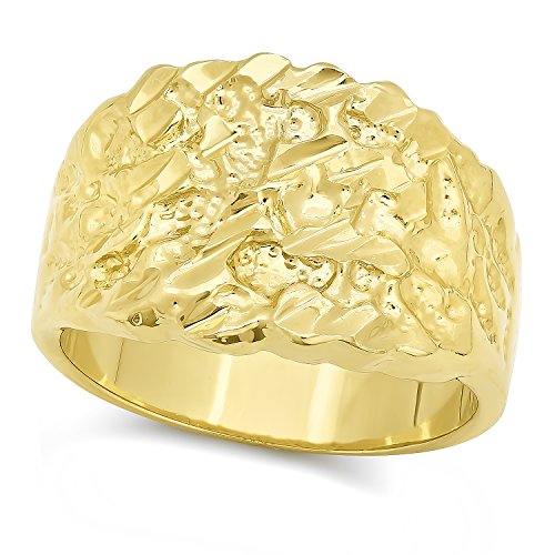 Men's Classic Large 21mm Wide High Polished 14k Gold Plated Nugget Ring