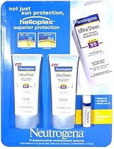Neutrogena Ultra Sheer Dry-Touch Sunblock with Helioplex SPF 55, Non-Greasy 3 Ounce Tubes (Pack of 2) Total 6 Ounces, Plus FREE Neutrogena Lip Moisturizer SPF 15