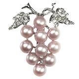 Grape Bunch Lavender Cultured Pearl Brooch Pin