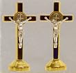 Saint Benedict Crucifix -Gold Plated Silver Corpus - Wall Crucifix - 1 and 1/2" Height - MADE IN ITALY