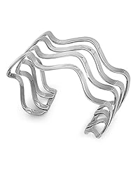 Sterling Silver Waved cuff Bracelet Dimension 74mm(2.9")