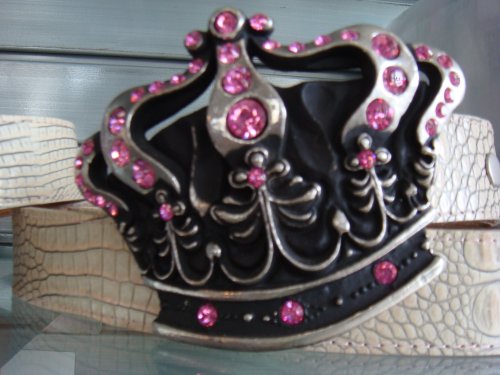 CHROME ANGELS - CROCO LEATHER & Swarovski CRYSTAL BELT (Pink)