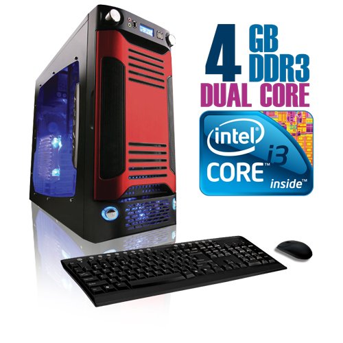 CybertronPC X-Sniper SIAN11202BUBRL, Black/Red, Intel Core i3 Dual Core 2.93GHz, 4GB DDR3, 640GB Hard Drive, DVDRW w/LightScribe, ATI Radeon HD5570 1GB , All-In-One Media Reader, 400W Watt Power Supply, No O/S, 1 Year Parts & Labor Warranty