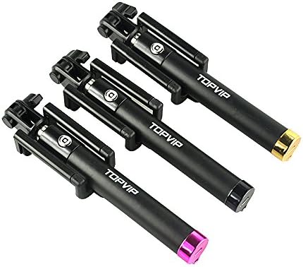 TOPVIP Selfie Stick,Wirelss Connect Smart Bluetooth Foldable Monopod for Iphone 6/6s IOS and Android System,remote Shutter,small softable size extend to 31.5 inch length(gold)