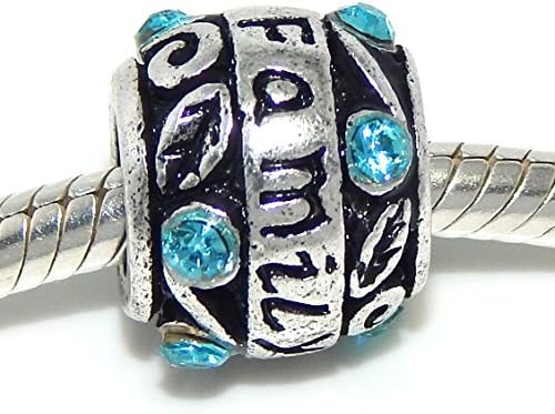Jewelry Monster "Family Tree w/ Blue Crystals" Charm Bead for Snake Chain Charm Bracelet